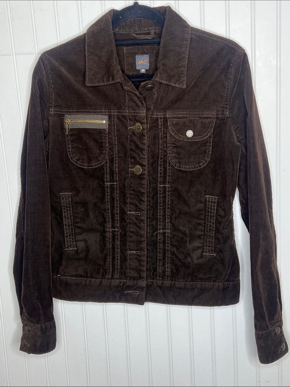 JAG Dark Brown Corduroy Button Jacket Size Small